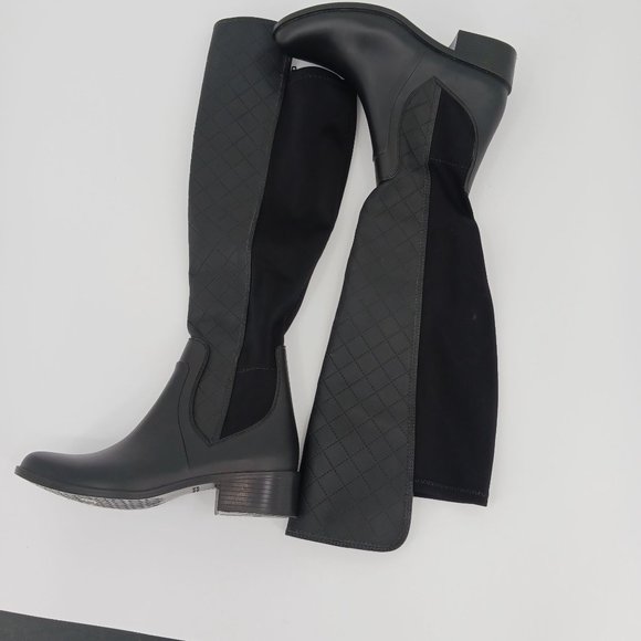 BERNARDO WOMENS  EVE QUILTED BLACK RUBBER RAIN BOOTS SIZE 8 - Picture 5 of 12